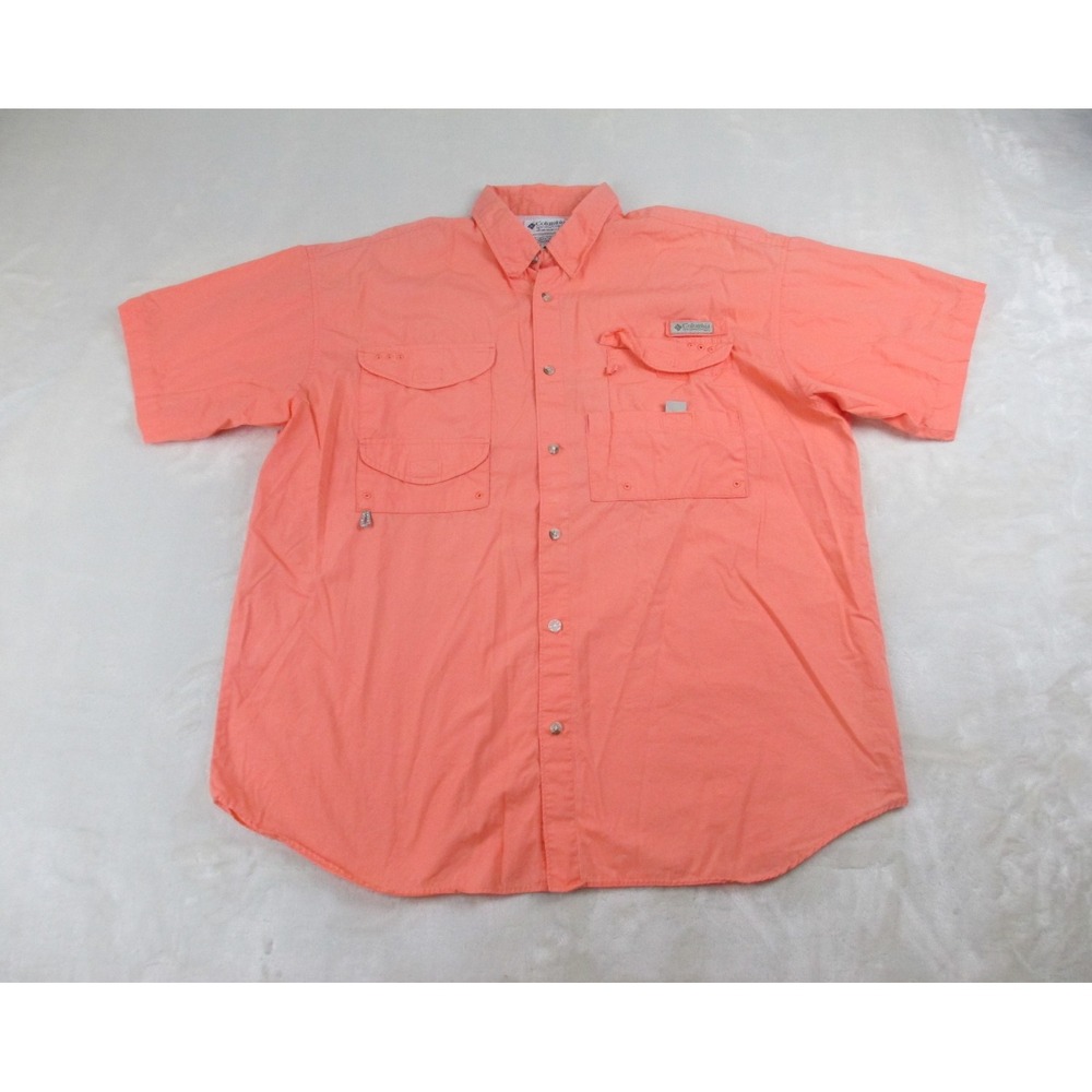 Columbia Shirt Mens‎ Extra Large Orange Button Up PFG Fishing Outdoor Casual*